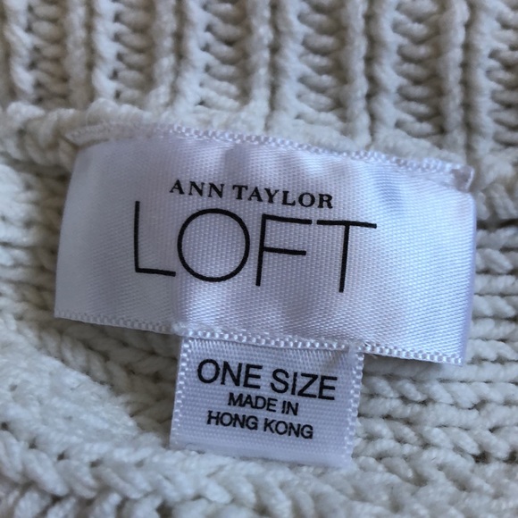 Ann Taylor LOFT Ivory Cream Cable Knit Sweater Wrap Blanket Scarf Shawl - Picture 4 of 5